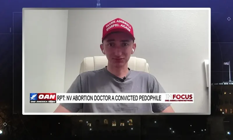 Video still from In Focus on One America News Network during an interview with the guest, Maison Des Champs.