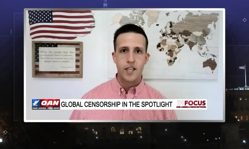 Video still from In Focus on One America News Network during an interview with the guest, Frankie Stockes.