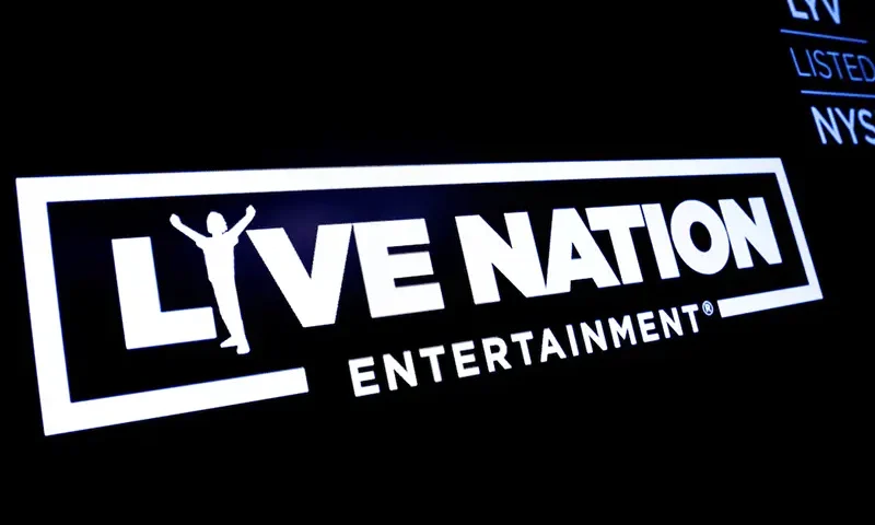 The logo and trading information for Live Nation Entertainment is displayed on a screen on the floor at the New York Stock Exchange (NYSE) in New York, U.S., May 3, 2019. REUTERS/Brendan McDermid/File Photo