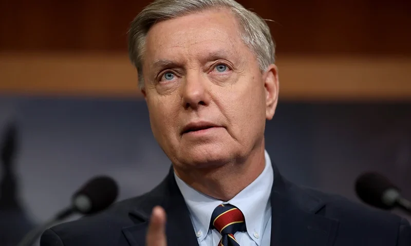 Senator Lindsey Graham Speaks On President Trump's Announcement Of Troop Withdrawal In Syria WASHINGTON, DC - DECEMBER 20: Sen. Lindsey Graham (R-SC) speaks during a press conference at the U.S. Capitol on December 20, 2018 in Washington, DC. Graham and Sen. Robert Menendez (D-NJ) and Sen. Jack Reed (D-RI) spoke out against U.S. President Donald Trump's decision to remove U.S. military forces from Syria. (Photo by Win McNamee/Getty Images)