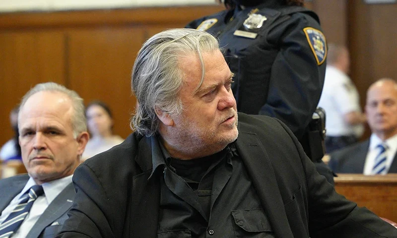 NEW YORK, NEW YORK - MAY 25: Steve Bannon, former advisor to President Donald Trump, appears in Manhattan Supreme Court to set his trial date on May 25, 2023 in New York City. Last year, Bannon was charged with money laundering, conspiracy, and attempting to defraud in connection with the 'We Build the Wall' scheme. These state charges mirrored the federal charges for which Bannon was pardoned by former President Donald Trump. Bannon and his associates were accused of deceiving contributors in a private $25 million fundraising campaign aimed at constructing a border wall between the U.S. and Mexico. The trial date was set for May 27, 2024. (Photo by Curtis Means-Pool/Getty Images)
