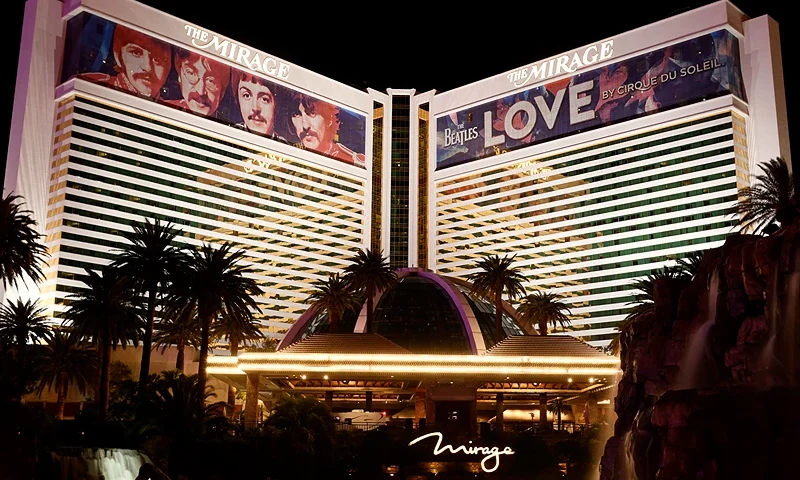 LAS VEGAS, NEVADA - DECEMBER 14: An exterior view shows The Mirage Hotel & Casino on December 14, 2021 in Las Vegas, Nevada. MGM Resorts International has agreed to sell the Las Vegas Strip resort to Hard Rock International for USD 1.075 billion in cash. (Photo by Ethan Miller/Getty Images)