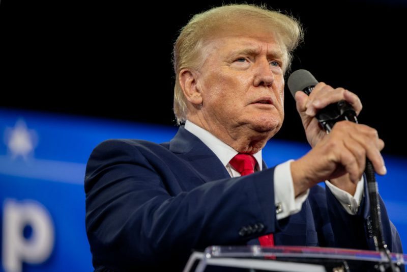 DALLAS, TEXAS - AUGUST 06: Former U.S. President Donald Trump speaks at the Conservative Political Action Conference (CPAC) at the Hilton Anatole on August 06, 2022 in Dallas, Texas. CPAC began in 1974, and is a conference that brings together and hosts conservative organizations, activists, and world leaders in discussing current events and future political agendas. (Photo by Brandon Bell/Getty Images)