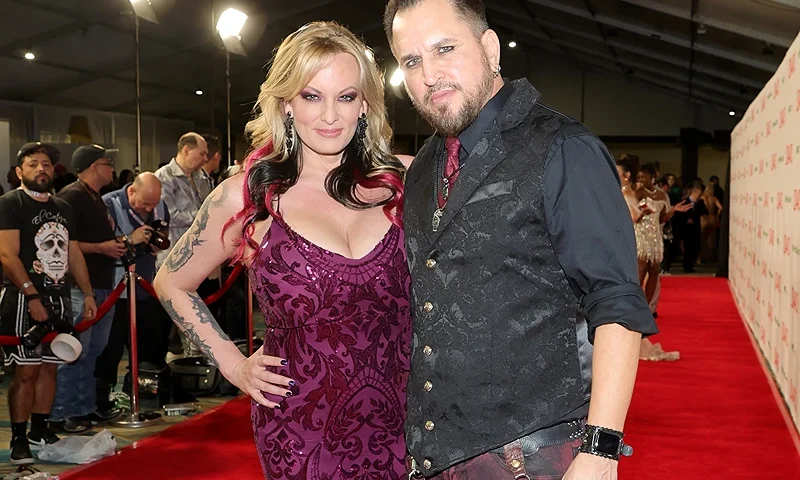 LAS VEGAS, NEVADA - JANUARY 07: Adult film actress/director Stormy Daniels (L) and adult film actor/director Barrett Blade attend the 2023 Adult Video News Awards at Resorts World Las Vegas on January 07, 2023 in Las Vegas, Nevada. (Photo by Ethan Miller/Getty Images)