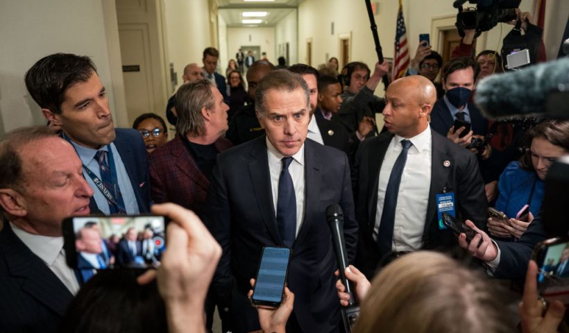 WASHINGTON, DC - JANUARY 10: Hunter Biden, son of U.S. President Joe Biden, departs a House Oversight Committee meeting at Capitol Hill on January 10, 2024 in Washington, DC. The committee is meeting today as it considers citing him for Contempt of Congress. (Photo by Kent Nishimura/Getty Images)