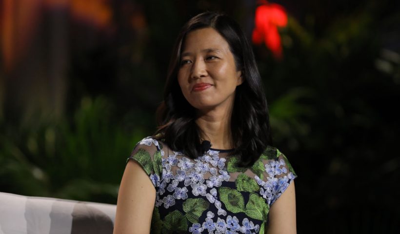 NEW YORK, NEW YORK - MAY 02: Michelle Wu speaks onstage at the TAAF Heritage Month Summit at The Glasshouse on May 02, 2024 in New York City. (Photo by JP Yim/Getty Images for The Asian American Foundation)