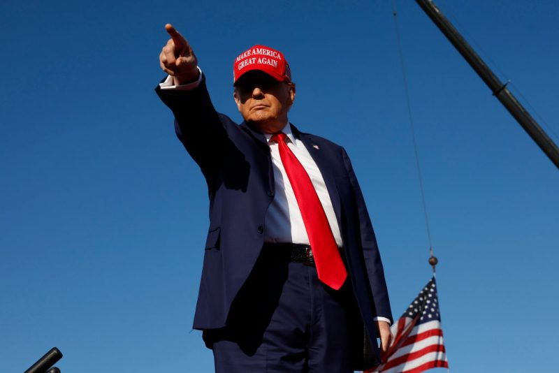WILDWOOD, NEW JERSEY - MAY 11: Republican presidential candidate former U.S. President Donald Trump arrives for his campaign rally in Wildwood Beach on May 11, 2024 in Wildwood, New Jersey. The former President and presumptive Republican nominee held a campaign rally as his hush money trial takes a weekend break. Michael Cohen, Trump's former attorney, is expected to be called to testify on Monday when the trial resumes. (Photo by Michael M. Santiago/Getty Images)