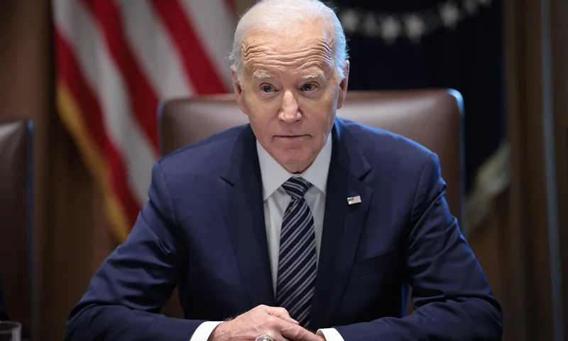 President Biden Meets With His Joint Chiefs And Combatant Commanders In The Cabinet Room WASHINGTON, DC - MAY 15: U.S. President Joe Biden delivers remarks while meeting with the Joint Chiefs and Combatant Commanders in the Cabinet Room of the White House May 15, 2024 in Washington, DC. Biden will host a dinner later this evening for the same group. (Photo by Win McNamee/Getty Images)