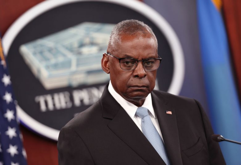 ARLINGTON, VIRGINIA - MAY 20: U.S. Secretary of Defense Lloyd Austin holds a joint press conference following a meeting of the Ukraine Defense Contact Group at the Pentagon on May 20, 2024 in Arlington, Virginia. The Ukraine Defense Contact Group is an group of 56 countries and the European Union that provides Ukraine with military aid and other strategic cooperation in response to the 2022 Russian invasion. (Photo by Kevin Dietsch/Getty Images)