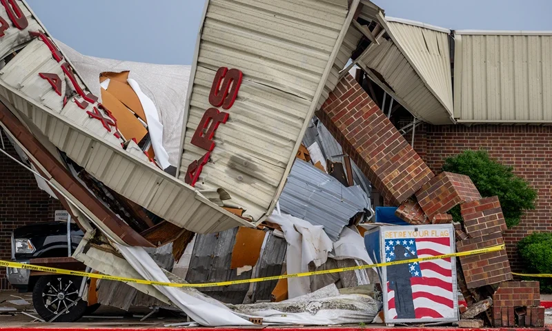 Tornado Causes Widespread Damage In Temple, Texas TEMPLE, TEXAS - MAY 23: The exterior of the Veterans of Foreign Wars facility suffered severe damage following a tornado on May 23, 2024 in Temple, Texas. The city of Temple has reported widespread damage after a tornado moved through its county Wednesday evening. (Photo by Brandon Bell/Getty Images)