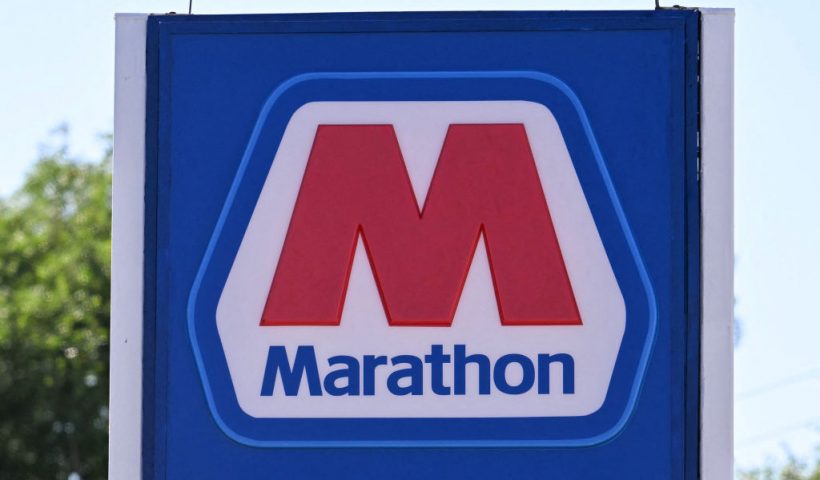 A view of a Marathon gas station in Baltimore, Maryland on May 29, 2024. US energy giant ConocoPhillips announced on May 29 that it will acquire competitor Marathon Oil in an all-stock transaction valued at $22.5 billion, including $5.4 billion in debt, a major expansion despite pressure to move away from fossil fuels. (Photo by Jim WATSON / AFP) (Photo by JIM WATSON/AFP via Getty Images)