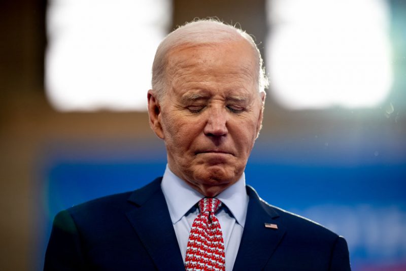 PHILADELPHIA, PENNSYLVANIA - MAY 29: U.S. President Joe Biden stands on stage as U.S. Vice President Kamala Harris introduces him during a campaign rally at Girard College on May 29, 2024 in Philadelphia, Pennsylvania. Biden and Harris are using today's rally to launch a nationwide campaign to court black voters, a group that has traditionally come out in favor of Biden, but their support is projected lower than it was in 2020. (Photo by Andrew Harnik/Getty Images)
