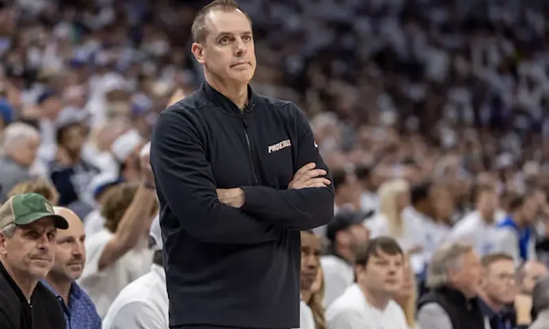 Phoenix Suns head coach Frank Vogel looks on against the Minnesota Timberwolves in the first half during game one of the first round for the 2024 NBA playoffs at Target Center. Mandatory Credit: Jesse Johnson-USA TODAY Sports/File Photo