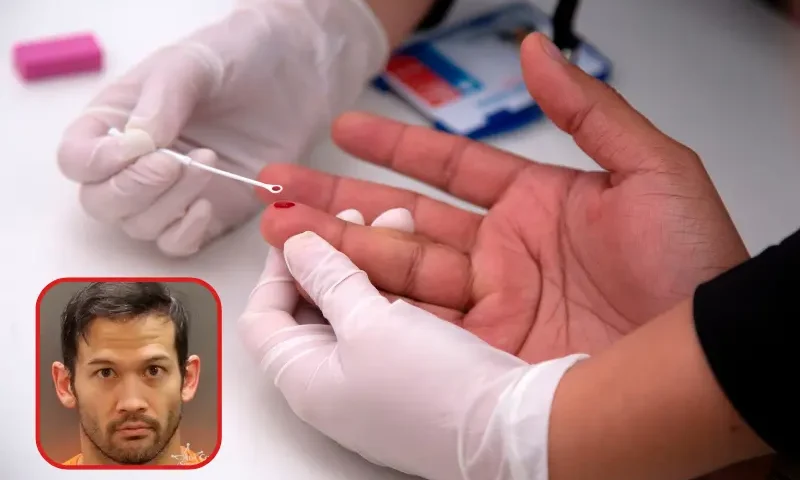 DOUNIAMAG-CHILE-GAY-PRIDE-PARADE-AIDS-TEST A man undergoes a rapid VIH test during the Gay Pride Parade in Santiago on June 23, 2018. - The initiative aims to encourage prevention, as there is concern about the alarming increase of new HIV infections (Acquired Immunodeficiency Virus) in the country. (Photo by CLAUDIO REYES / AFP) (Photo credit should read CLAUDIO REYES/AFP via Getty Images)