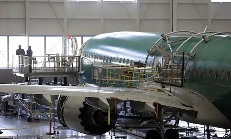 Boeing's 737 MAX-9 is pictured under construction at their production facility in Renton, Washington, U.S., February 13, 2017. REUTERS/Jason Redmond//File Photo