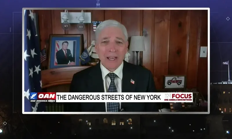 Video still from In Focus on One America News Network during an interview with the guest, Steven Rogers.