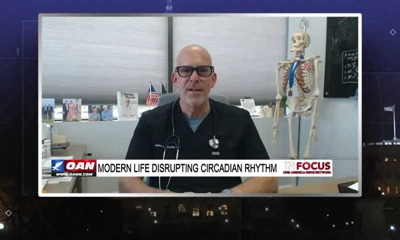 Video still from In Focus on One America News Network during an interview with the guest, Dr. Jeff Barke.