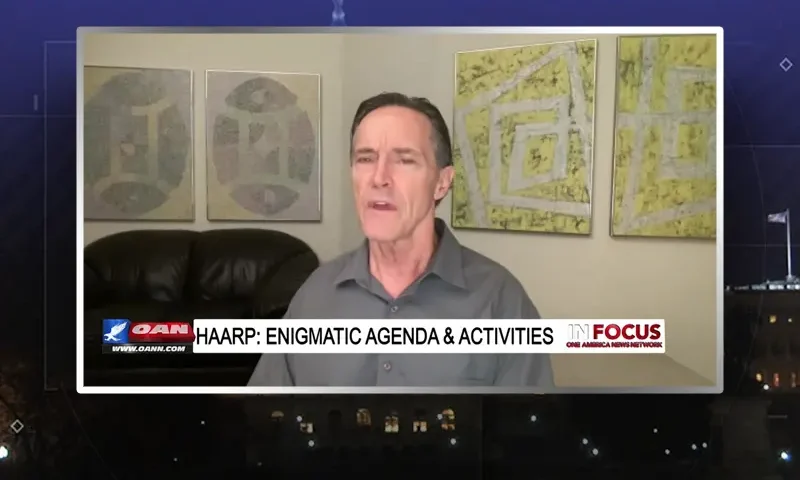 Video still from In Focus on One America News Network during an interview with the guest, Dane Wigington.