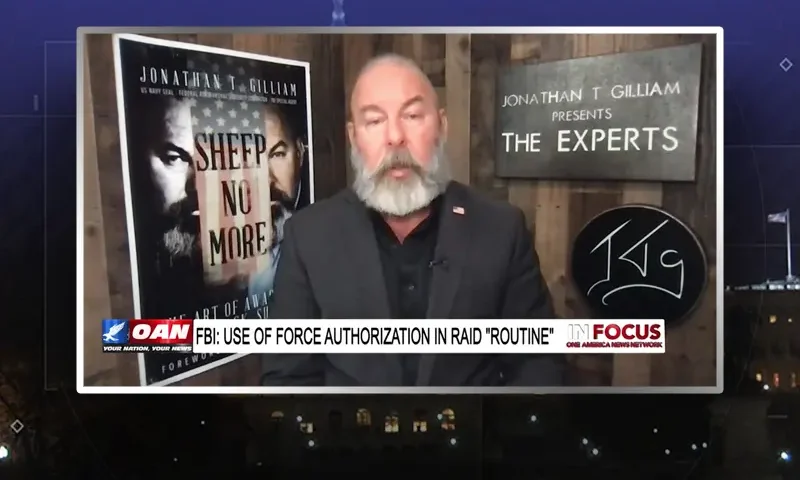 Video still from In Focus on One America News Network during an interview with the guest, Jonathan Gilliam.