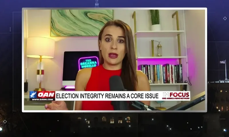 Video still from In Focus on One America News Network during an interview with the guest, Breanna Morello.