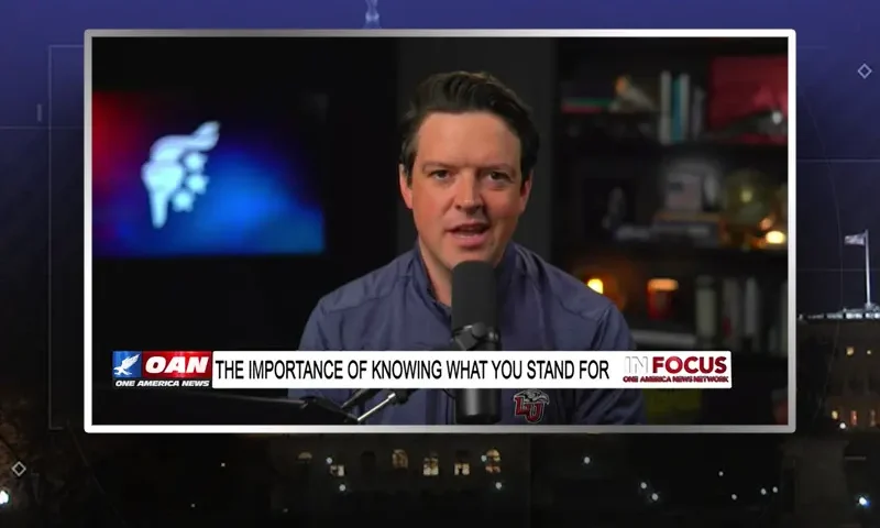 Video still from In Focus on One America News Network during an interview with the guest, Ryan Helfenbein.