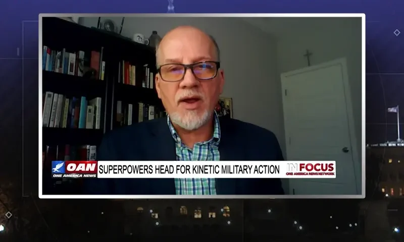 Video still from In Focus on One America News Network during an interview with the guest, Leo Hohmann.