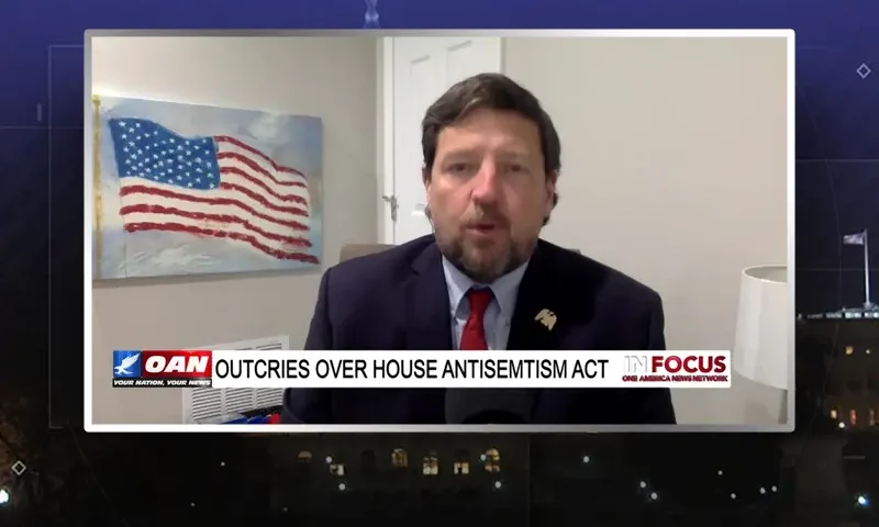 Video still from In Focus on One America News Network during an interview with the guest, Ed Martin.