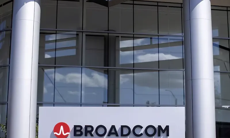 The Broadcom Limited company logo is shown outside one of their office complexes in Irvine, California, U.S., March 4, 2021. REUTERS/Mike Blake/File Photo