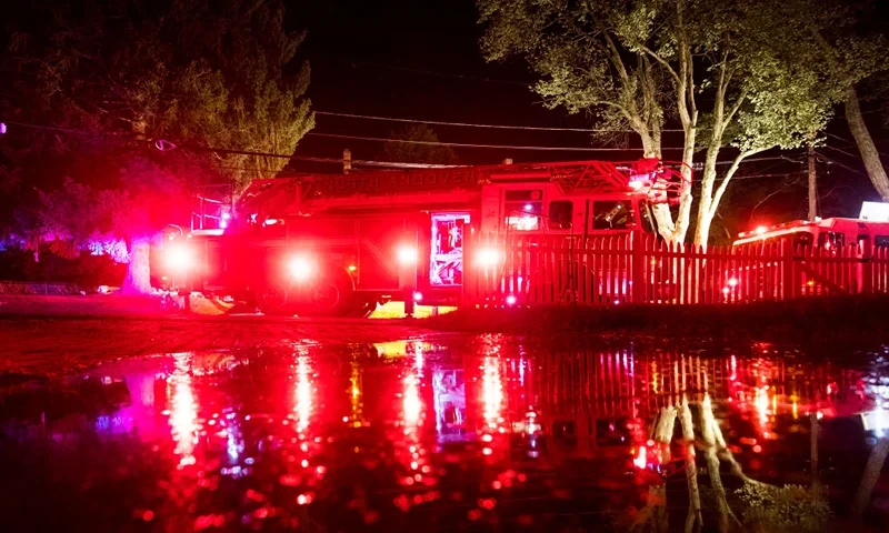NORTH ANDOVER, MA - SEPTEMBER 13: Firefighters inspect a home after gas explosions on September 13, 2018 in North Andover, Massachusetts. Gas explosions in three communities north of Boston have left multiple homes on fire. (Photo by Adam Glanzman/Getty Images)