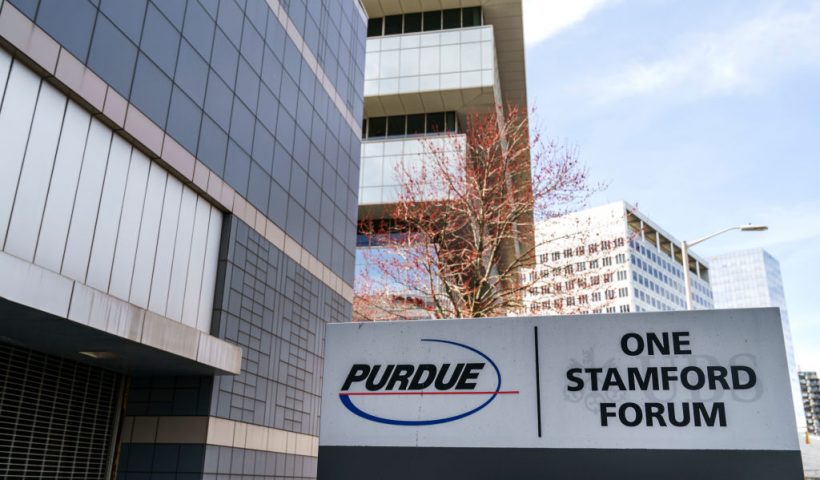 STAMFORD, CT - APRIL 2: Purdue Pharma headquarters stands in downtown Stamford, April 2, 2019 in Stamford, Connecticut. Purdue Pharma, the maker of OxyContin, and its owners, the Sackler family, are facing hundreds of lawsuits across the country for the company's alleged role in the opioid epidemic that has killed more than 200,000 Americans over the past 20 years. (Photo by Drew Angerer/Getty Images)