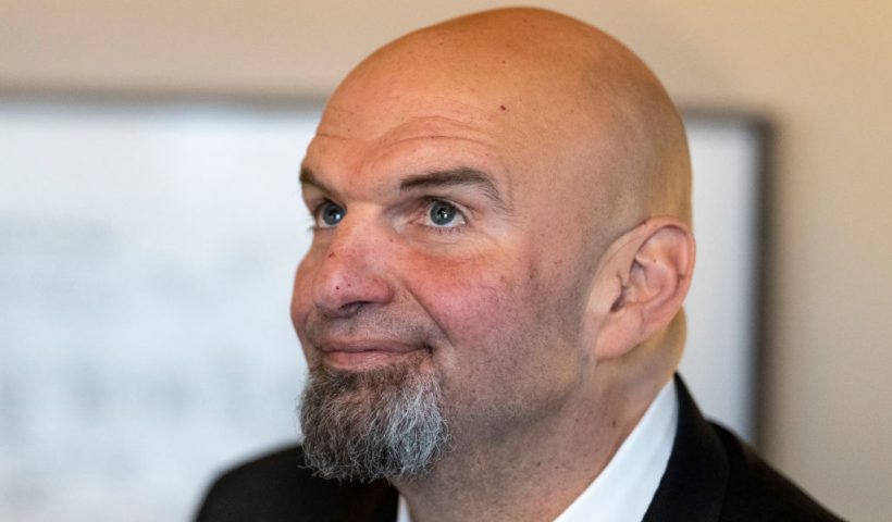 WASHINGTON, DC - NOVEMBER 15: Sen.-elect John Fetterman (D-PA) stands for a photo opportunity in Senate Majority Leader Chuck Schumer's (D-NY) office at the U.S. Capitol on November 15, 2022 in Washington, DC. Senate Democrats will meet later on Tuesday for the first time since the midterm elections. (Photo by Drew Angerer/Getty Images)