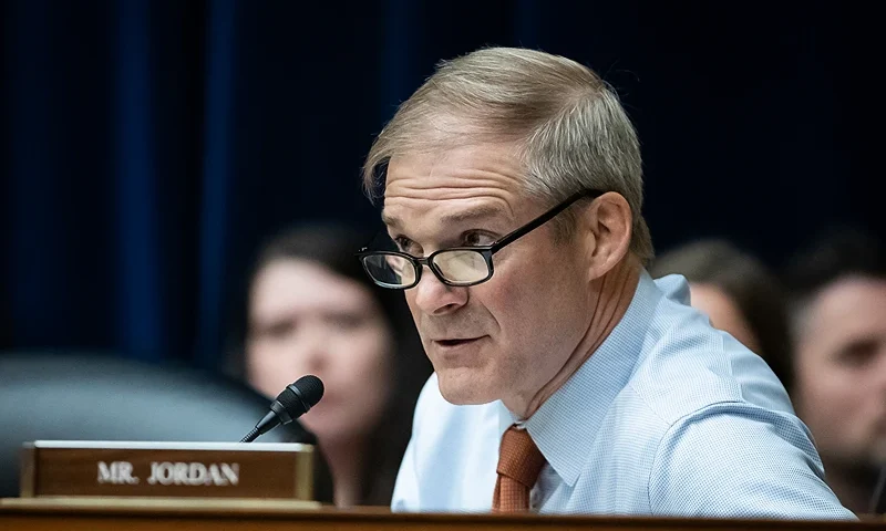 Rep. Jim Jordan (R-OH) questions Dr. Anthony Fauci, former Director of the National Institute of Allergy and Infectious Diseases, during a hearing of the House Select Committee on the Coronavirus, Washington, DC, June 3, 2024. Fauci was to many, the public face of government response to the coronavirus and a frequent target of Republican lawmakers' ire arising from the shutdown. (Photo by Allison Bailey / Middle East Images / Middle East Images via AFP) (Photo by ALLISON BAILEY/Middle East Images/AFP via Getty Images)