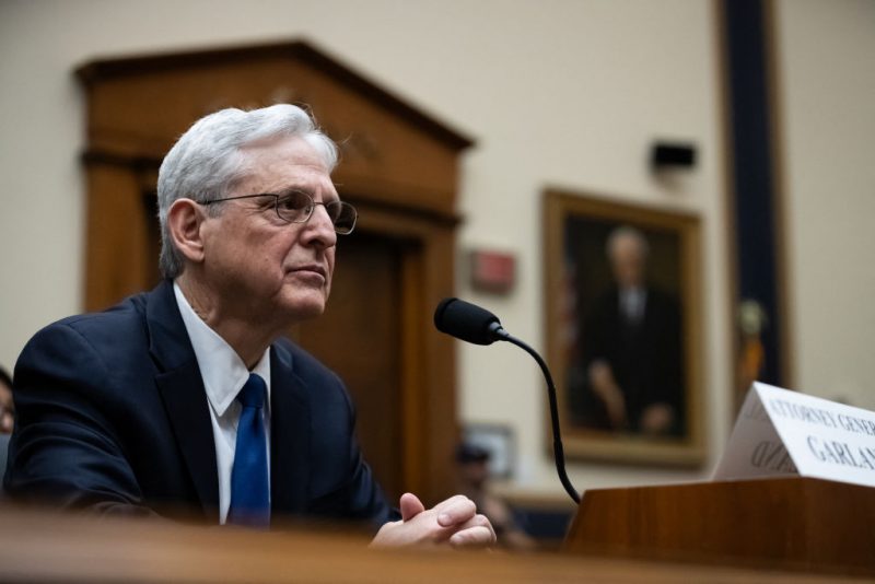 U.S. Attorney General Merrick Garland testifies during a hearing by the House Judiciary Committee, Washington, DC, June 4, 2024. Republicans repeatedly questioned him about his role in Trump's conviction in New York, which was a state trial and out of the Department of Justice's jurisdiction. (Photo by Allison Bailey / Middle East Images / Middle East Images via AFP) (Photo by ALLISON BAILEY/Middle East Images/AFP via Getty Images)
