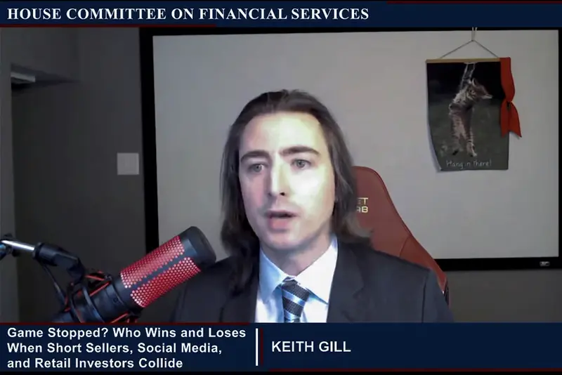 Keith Gill, an individual online investor in GameStop, testifies during an entirely virtual hearing of the U.S. House of Representatives Committee on Financial Services entitled “Game Stopped? Who Wins and Loses When Short Sellers, Social Media, and Retail Investors Collide?”, in Washington, U.S., February 18, 2021. House Committee on Financial Services/Handout via Reuters/File Photo