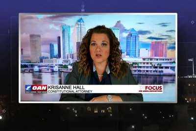 Video still from In Focus on One America News Network during an interview with the guest, KrissAnne Hall.