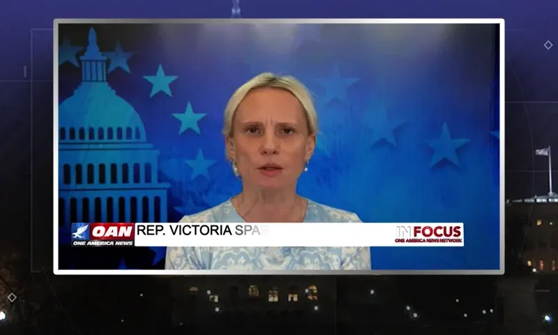Video still from In Focus on One America News Network during an interview with the guest, Rep. Victoria Spartz.