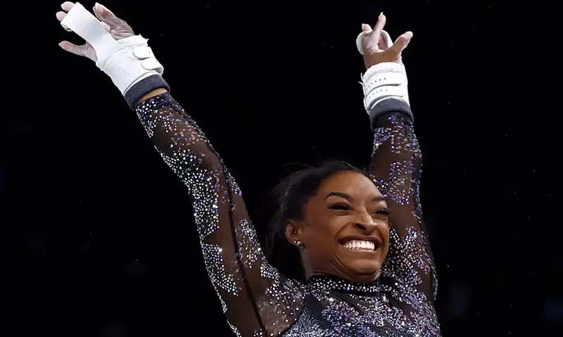 Simone Biles, Bercy Arena, Paris, July 28, 2024. REUTERS/Hannah Mckay