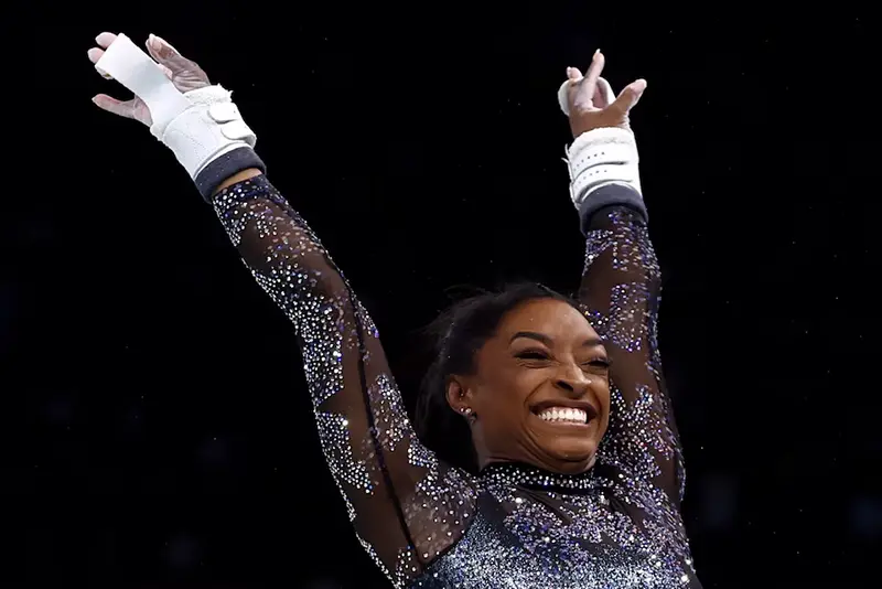 Simone Biles, Bercy Arena, Paris, July 28, 2024. REUTERS/Hannah Mckay