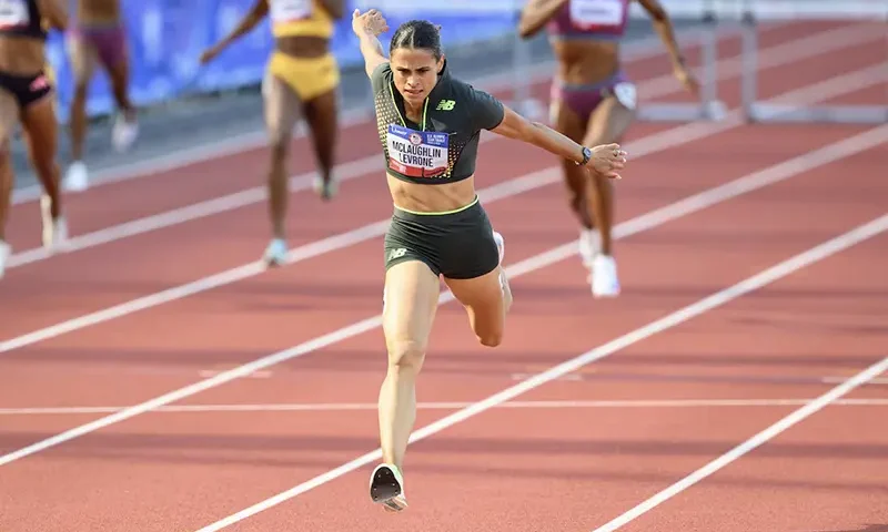Sydney McLaughlin-Levrone sets a new world record in the women’s 400 meter hurdles with a time of 50.65 at the US Olympic Track and Field Team Trials. Mandatory Credit: Craig Strobeck-USA TODAY Sports