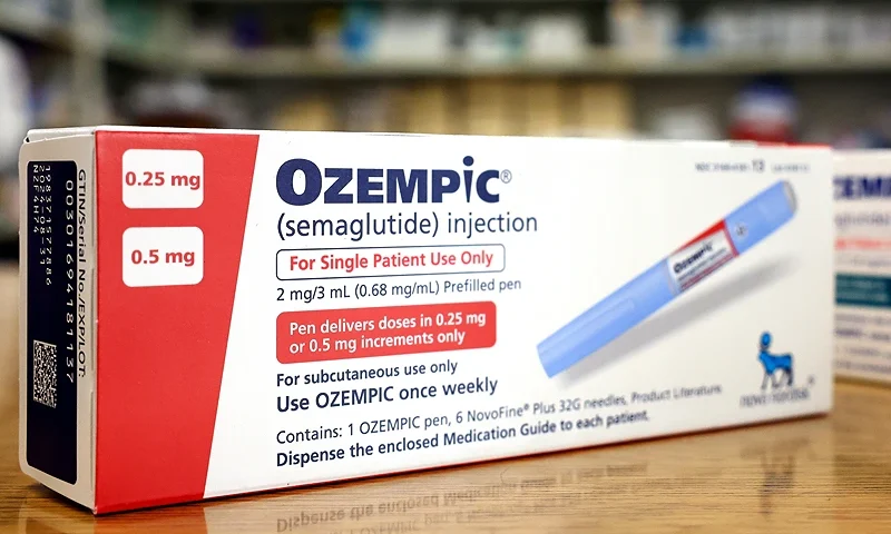 LOS ANGELES, CALIFORNIA - APRIL 17: In this photo illustration, boxes of the diabetes drug Ozempic rest on a pharmacy counter on April 17, 2023 in Los Angeles, California. Ozempic was originally approved by the FDA to treat people with Type 2 diabetes- who risk serious health consequences without medication. In recent months, there has been a spike in demand for Ozempic, or semaglutide, due to its weight loss benefits, which has led to shortages. Some doctors prescribe Ozempic off-label to treat obesity. (Photo illustration by Mario Tama/Getty Images)