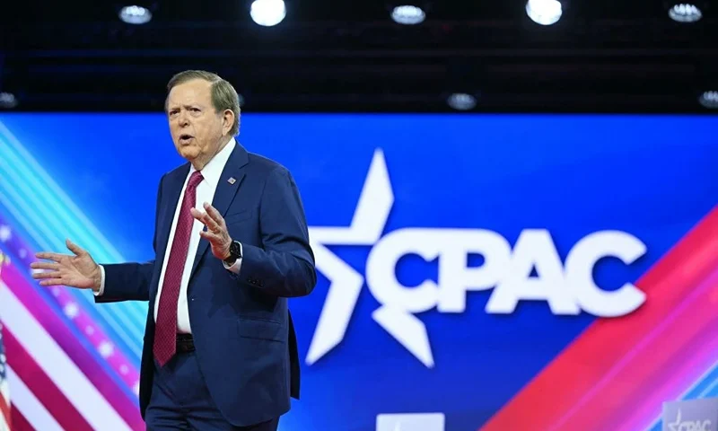 US commentator and author Lou Dobbs speaks during the annual Conservative Political Action Conference (CPAC) meeting on February 24, 2024, in National Harbor, Maryland. (Photo by Mandel NGAN / AFP) (Photo by MANDEL NGAN/AFP via Getty Images)