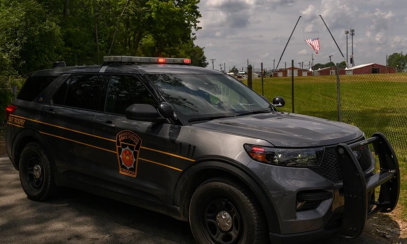 BUTLER, PENNSYLVANIA - JULY 14: The American flag, that served as the backdrop for a campaign rally by former President and current Republican candidate Donald J. Trump, blows in the wind at Butler Fairgrounds in the aftermath of the attempted assassination of the former president on July 14, 2024 in Butler, Pennsylvania. Trump was escorted away by the Secret Service with an injury to his ear. According to reports, the FBI has identified the gunman, killed at the scene, as 20-year-old Thomas Matthew Crooks. One attendee at the rally on July 13 was killed and two others severely injured. (Photo by Jeff Swensen/Getty Images)
