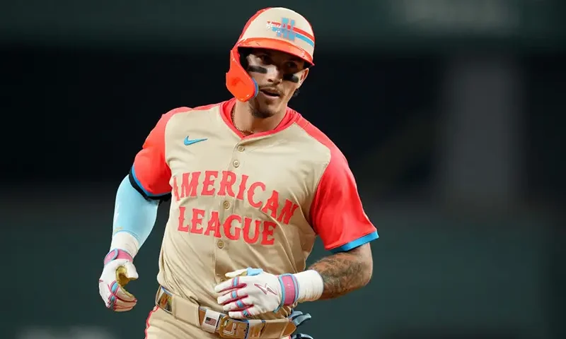 Jarren Duran #16 of the Boston Red Sox rounds the bases after hitting a two-run home run in the fifth inning against the National League during the 94th MLB All-Star Game presented by Mastercard at Globe Life Field on July 16, 2024 in Arlington, Texas. (Photo by Sam Hodde/Getty Images)