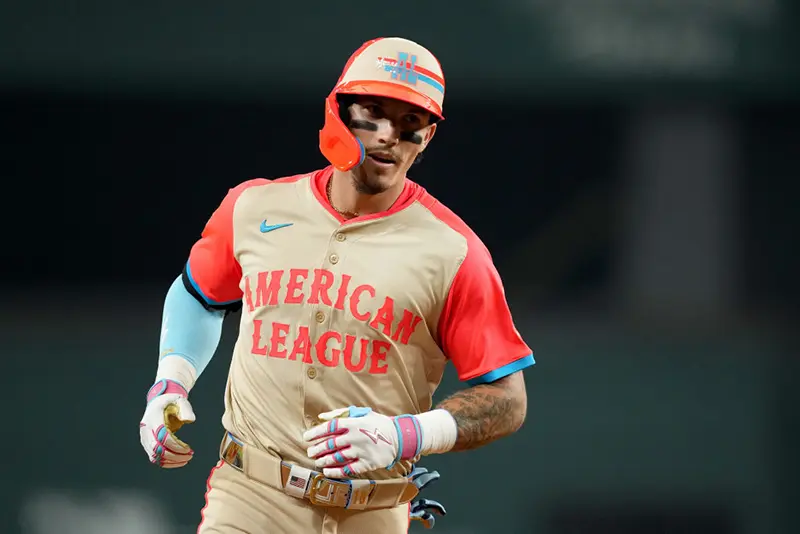Jarren Duran #16 of the Boston Red Sox rounds the bases after hitting a two-run home run in the fifth inning against the National League during the 94th MLB All-Star Game presented by Mastercard at Globe Life Field on July 16, 2024 in Arlington, Texas. (Photo by Sam Hodde/Getty Images)
