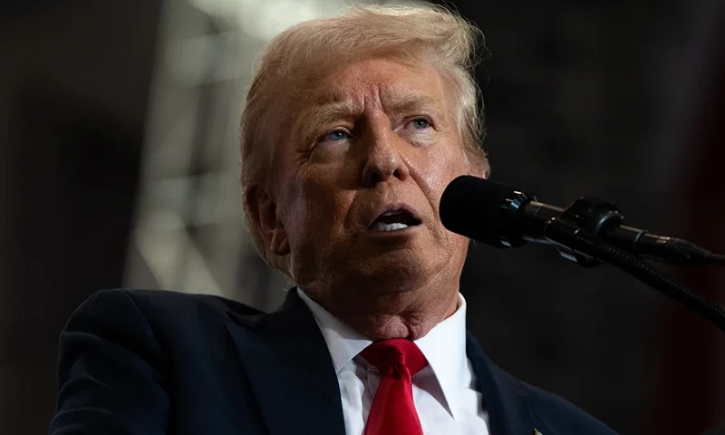 Former President Trump And VP Nominee Sen. JD Vance Hold Rally In St. Cloud, Minnesota ST CLOUD, MINNESOTA - JULY 27: U.S. Republican Presidential nominee former President Donald Trump speaks during a rally at Herb Brooks National Hockey Center on July 27, 2024 in St Cloud, Minnesota. Trump hopes to flip the state of Minnesota this November, which hasn't been carried by a Republican in a presidential election since 1972. (Photo by Stephen Maturen/Getty Images)