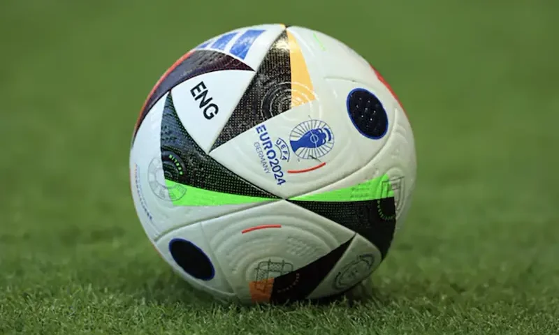 General view of the mach ball with Euro 2024 printed on REUTERS/Phil Noble/File Photo