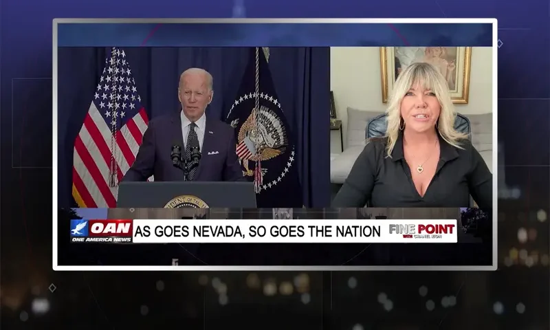 Video still from Fine Point on One America News Network during an interview with the guest, Megan Barth.