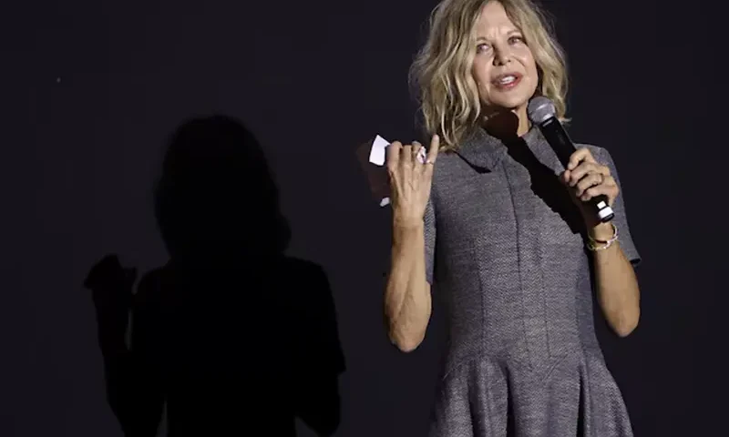 Meg Ryan speaks as she receives the Honorary Heart of Sarajevo Award at the Sarajevo Film Festival, in Sarajevo, Bosnia and Herzegovina, August 20, 2024. REUTERS/Amel Emric