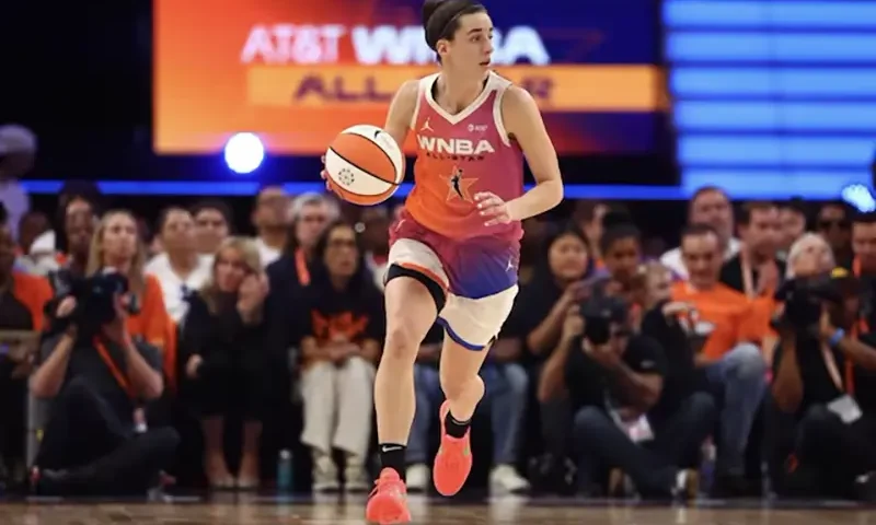 Team WNBA guard Caitlin Clark (22) against the USA Women's National Team during the 2024 WNBA All Star Game at Footprint Center. Mandatory Credit: Mark J. Rebilas-USA TODAY Sports/File Photo