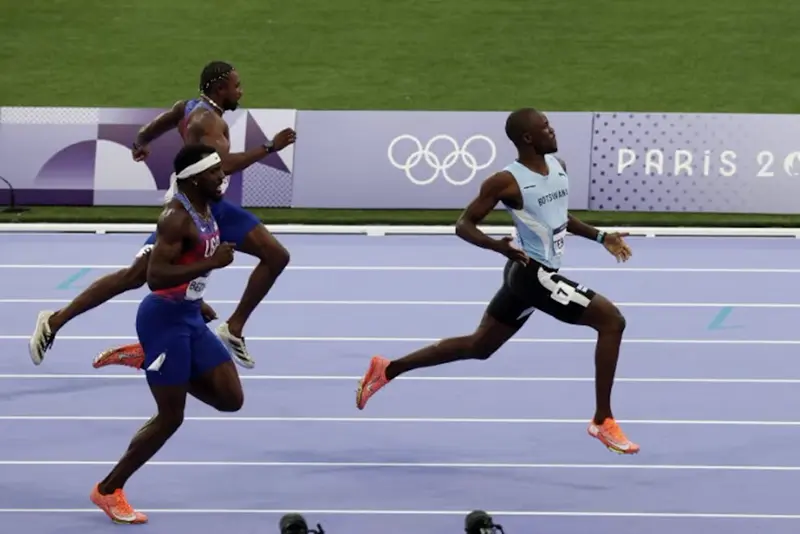 Letsile Tebogo of Botswana wins gold ahead of second place Kenneth Bednarek of United States and third place Noah Lyles of United States. REUTERS/Marko Djurica